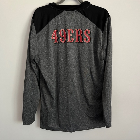 NFL 49ers Gray and Black Quarter-Zip Pullover with Logo-Men’s Size Large - Picture 3 of 6